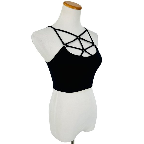 NWT Black Strappy Bralette Crop Top | Baddie Grunge Fairy Streetwear Whimsigoth - Picture 6 of 16